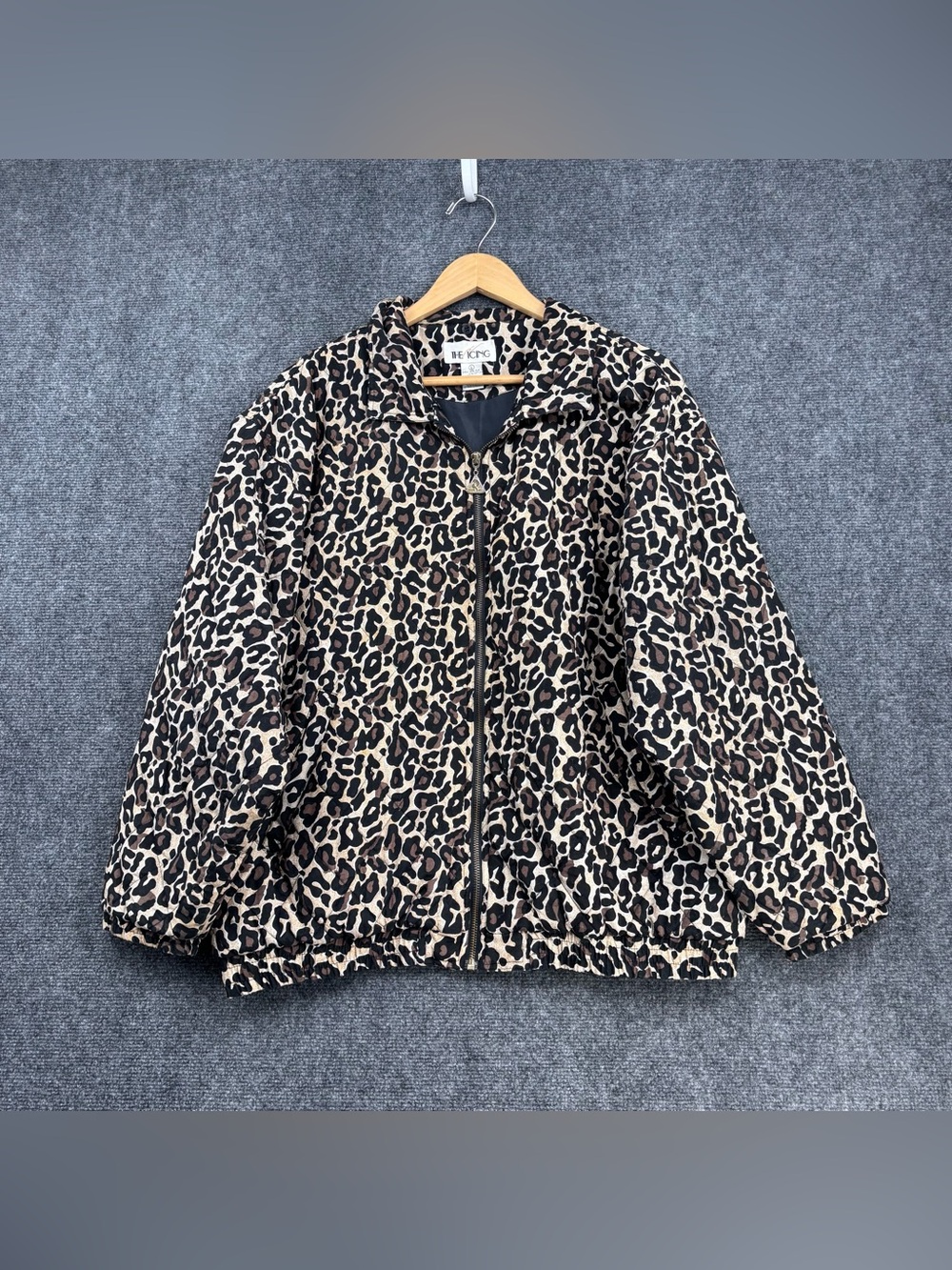 VTG Icing Leopard AOP Quilted Mob Wife Full Zip Jacket Silk Blend Women’s L
